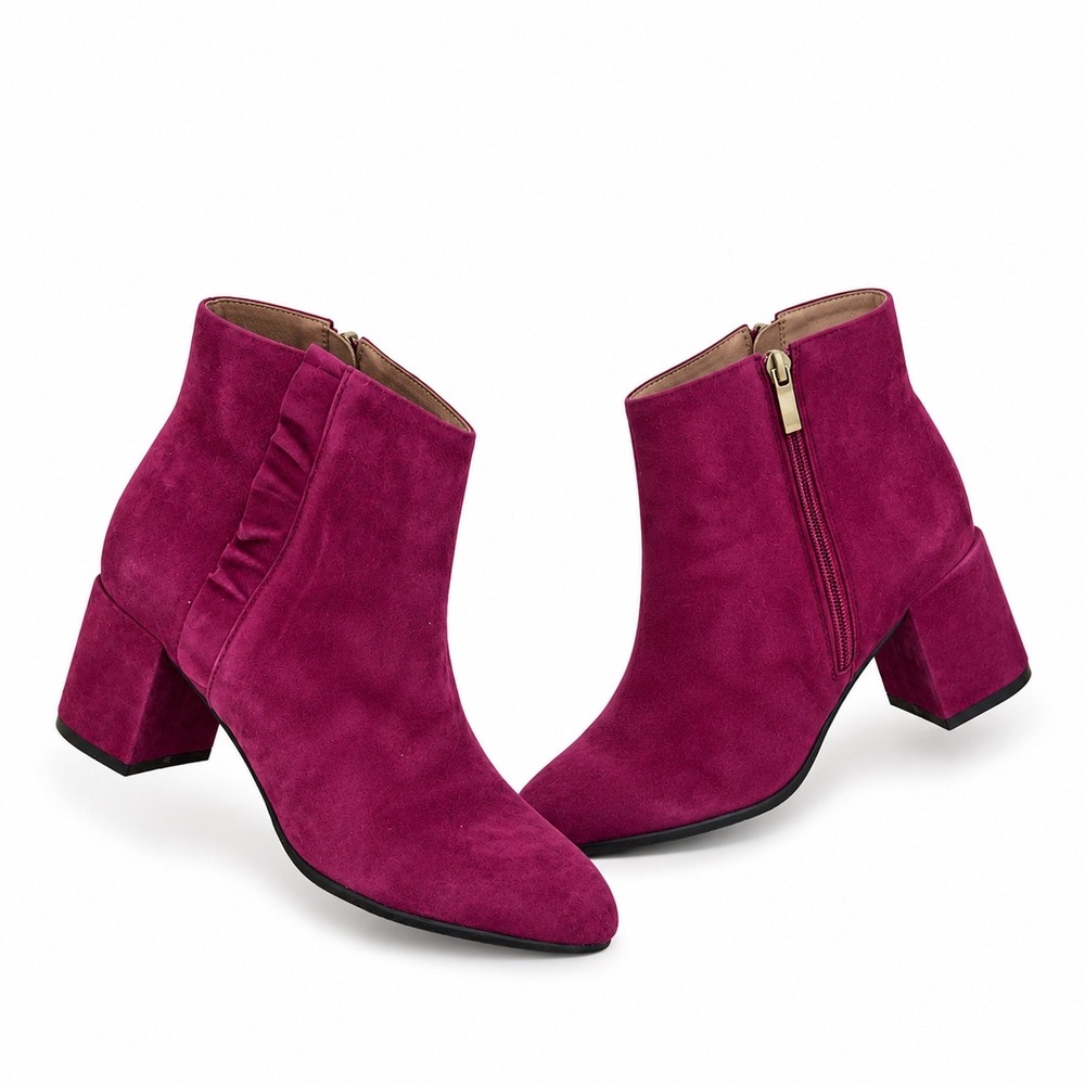 Rockport Total‎ Motion Fuchsia Suede Ankle Booties Block Heel Size 9.5